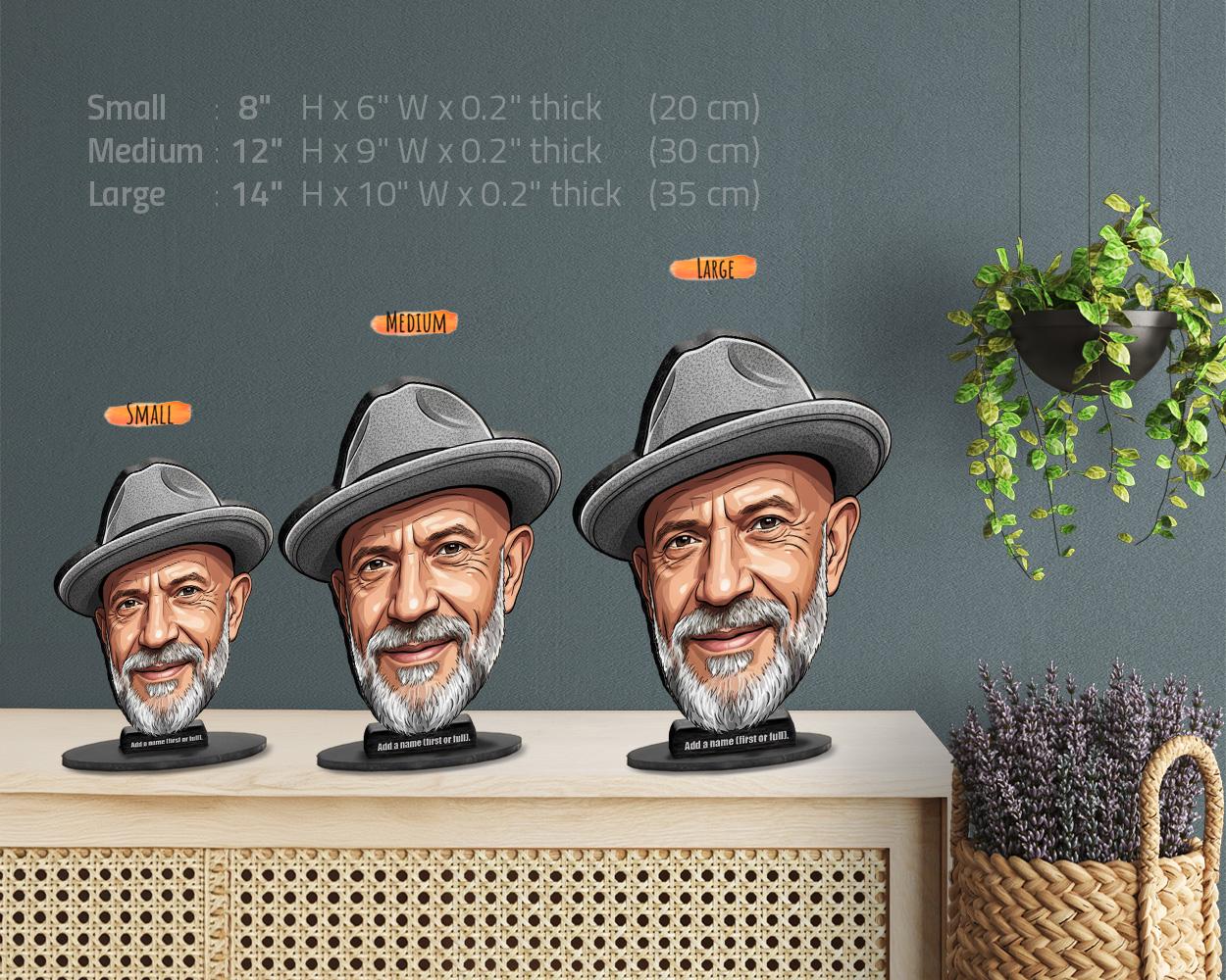 Custom Grandpa Figurine from Photo | Personalized Gift for Dad or Grandfather | Fatherās Day Caricature, Magnet, Keychain & Car Charm