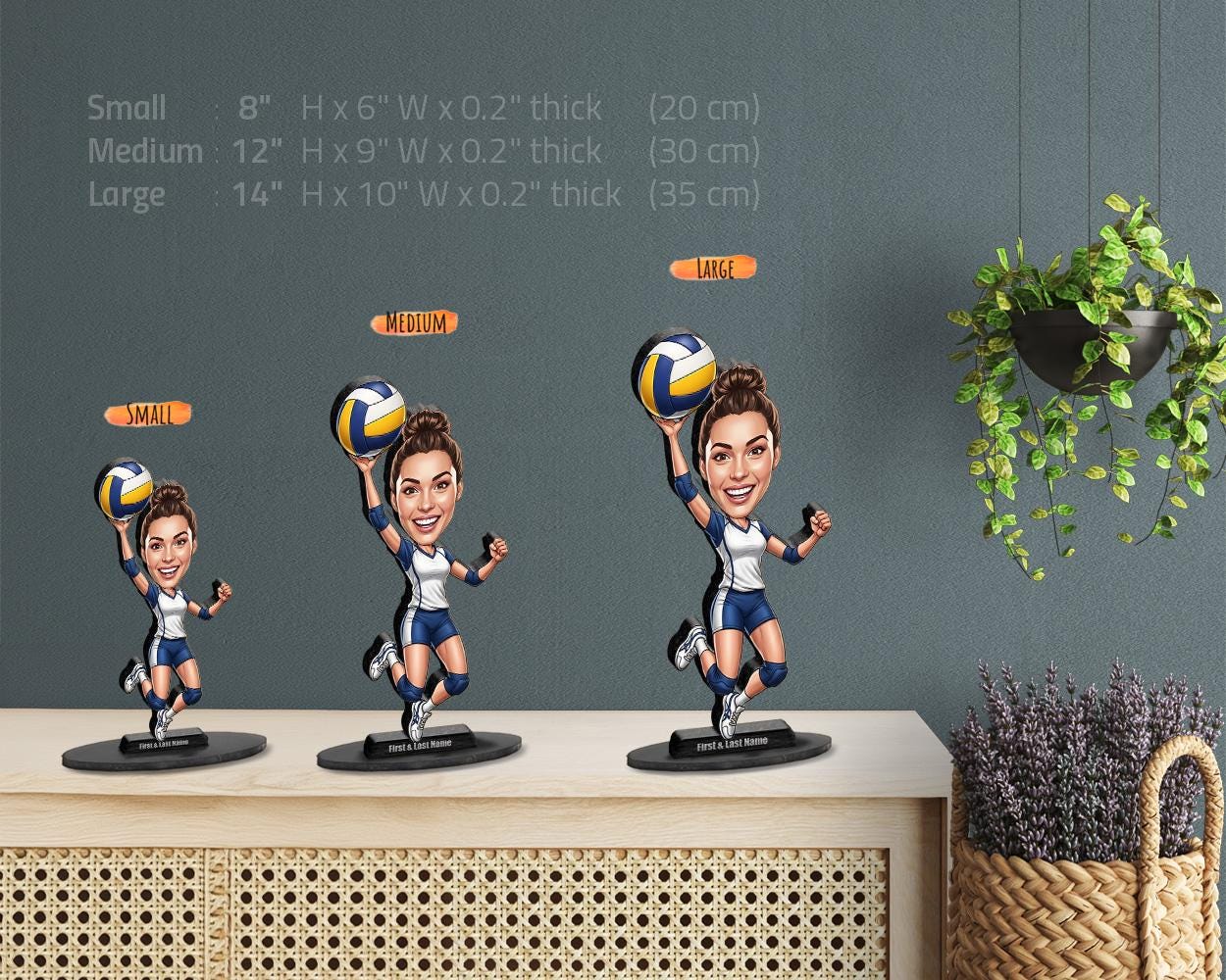 Custom Volleyball Figurine | Personalized Indoor, Snow & Beach Volleyball Gift from Your Photo | Figurine, Magnet, Keychain, Car Charm