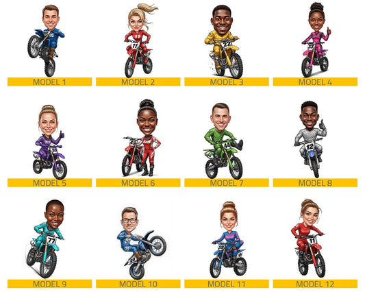 Custom Motocross Rider Figurine | Personalized Dirt Bike Racing Gift from Your Photo | Figurine, Magnet, Keychain & Car Charm