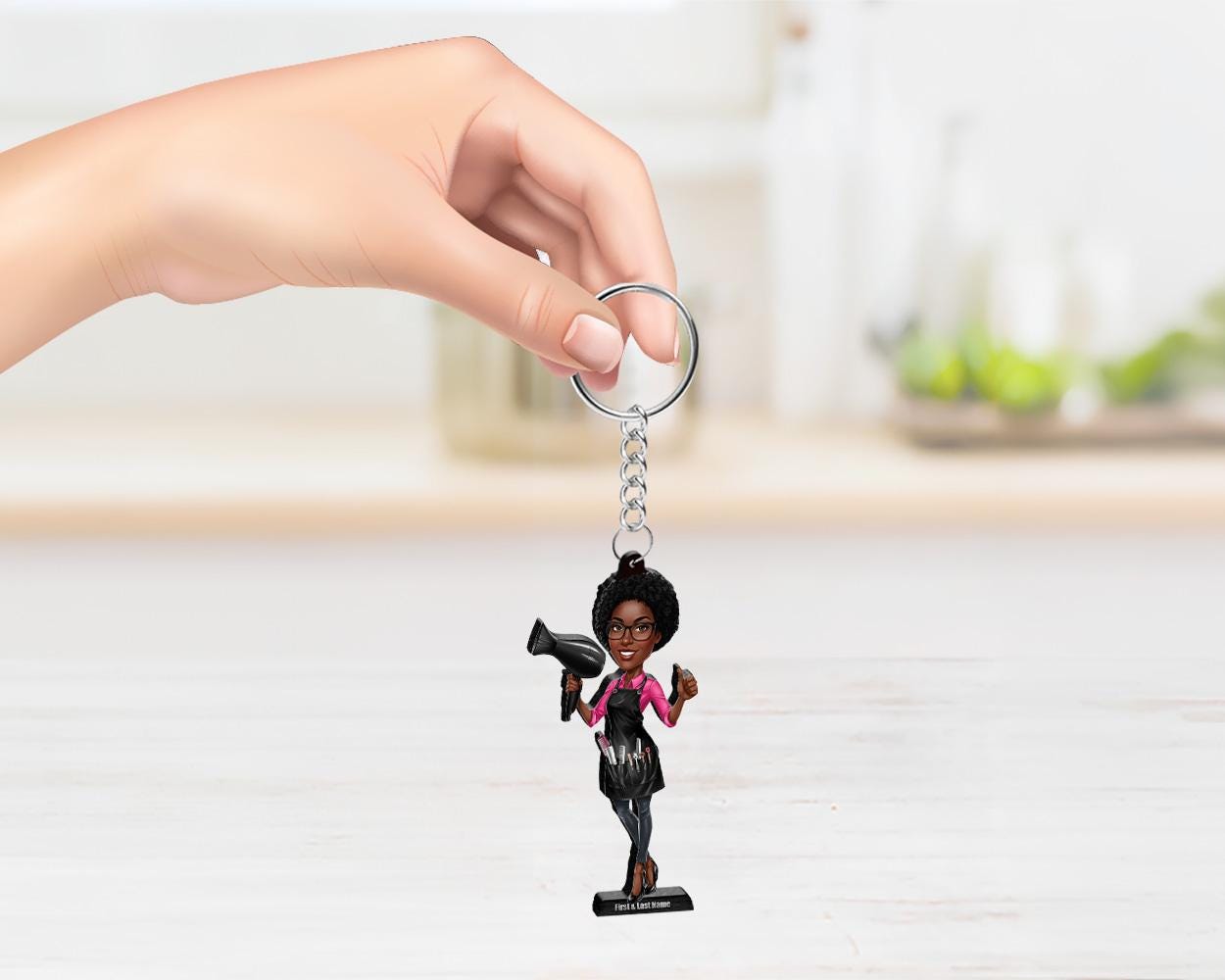 Personalized Hair Stylist Figurine | Custom Barber Gift from Your Photo | Unique Hairdresser Caricature Figurine, Magnet, Keychain, CarCharm