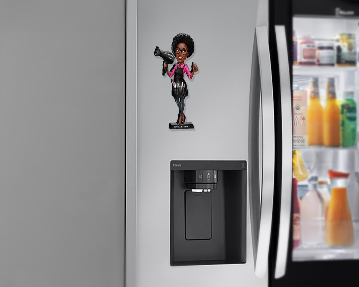 Personalized Hair Stylist Figurine | Custom Barber Gift from Your Photo | Unique Hairdresser Caricature Figurine, Magnet, Keychain, CarCharm