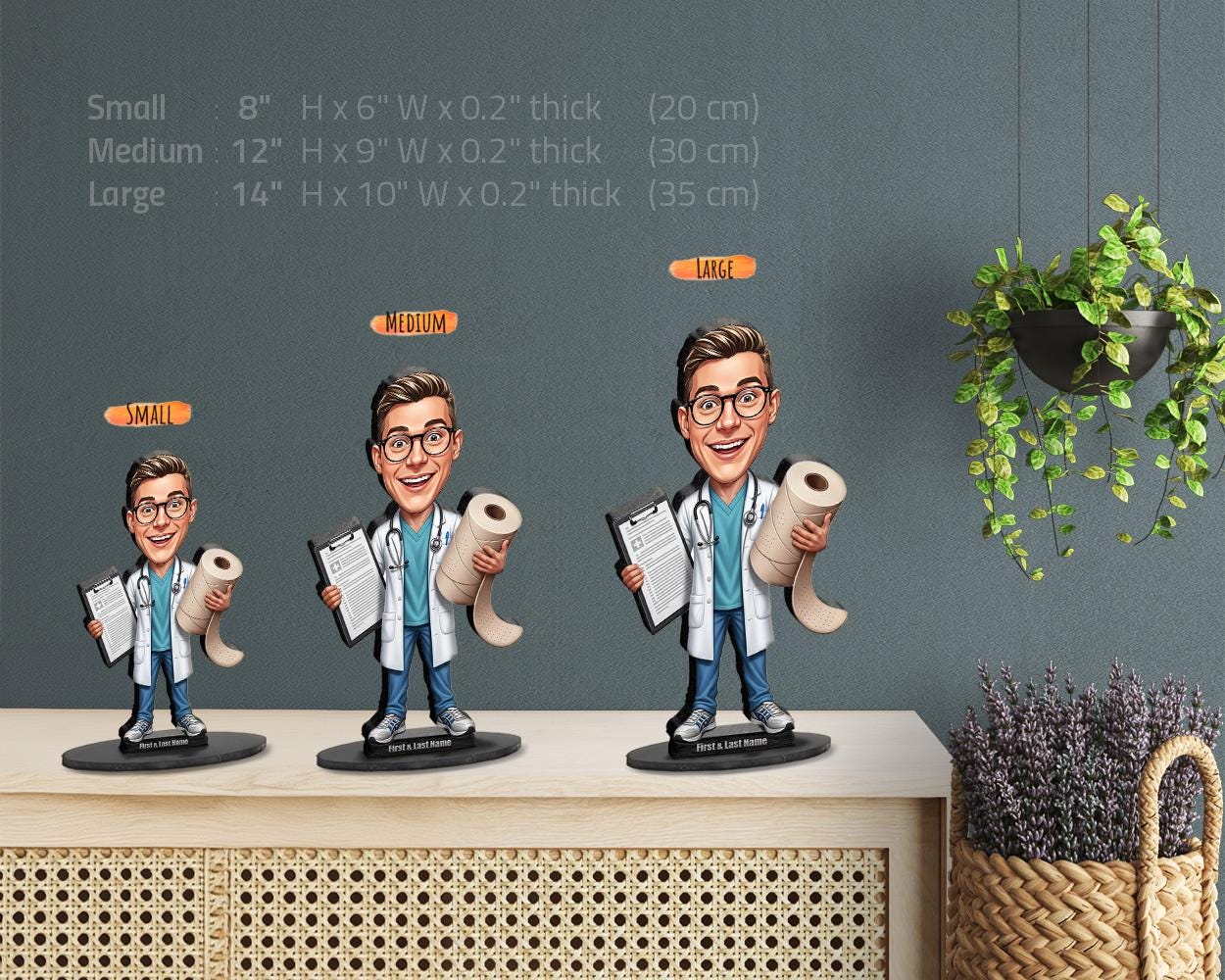 Personalized Sports Medicine Doctor Figurine | Custom Caricature Gift from Your Photo | Orthopedic Physician Figurine, Magnet, Keychain