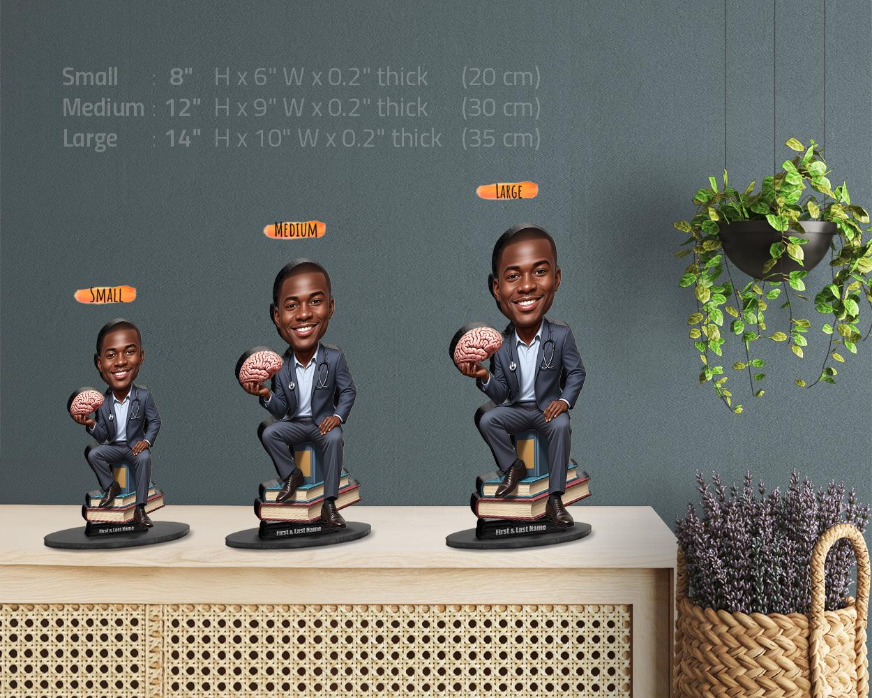 Neurologist Gift | Custom Brain Doctor & Neuroscience Graduation Figurine from Your Photo | Personalized Figurine, Magnet, Keychain