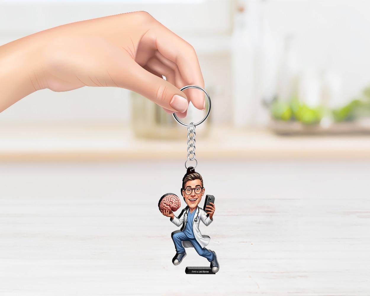 Brain Surgeon Gift | Custom Neuroscience Doctor Figurine from Your Photo | Personalized Medical Graduation Figurine, Magnet, Keychain