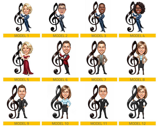 Personalized Band Director Gifts | Choir Teacher Caricature Portrait From Your Photo | Funny Gift Sets with Your Photo & Name | BA135