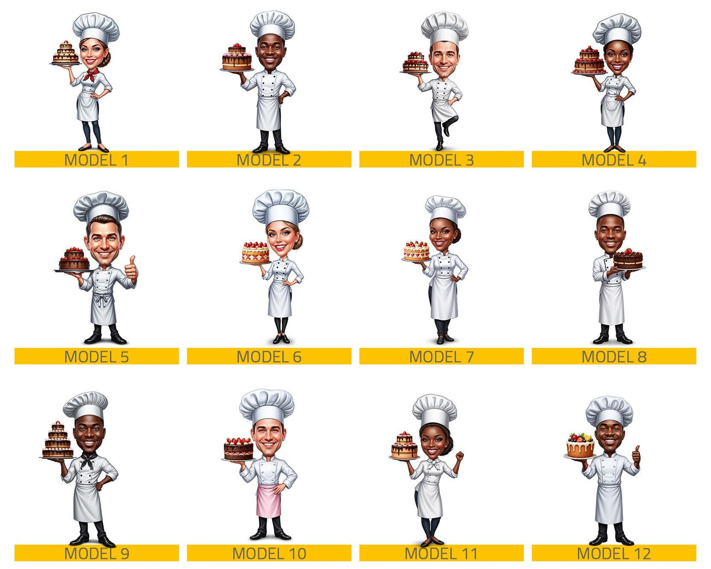 Custom Pastry Chef Figurine | Personalized Baker Graduation & Culinary School Gift from Your Photo | Figurine, Magnet, Keychain, Car Charm