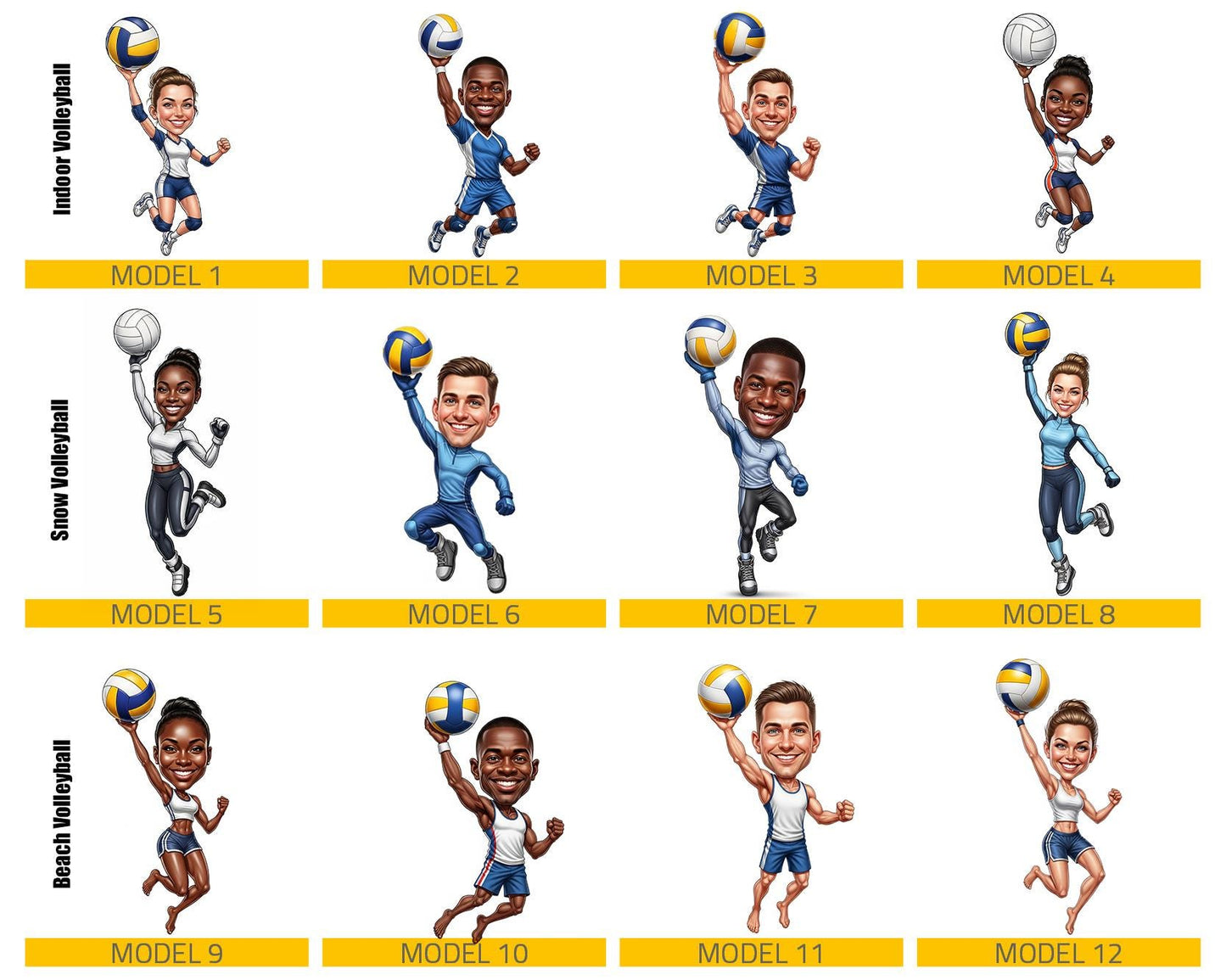 Custom Volleyball Figurine | Personalized Indoor, Snow & Beach Volleyball Gift from Your Photo | Figurine, Magnet, Keychain, Car Charm