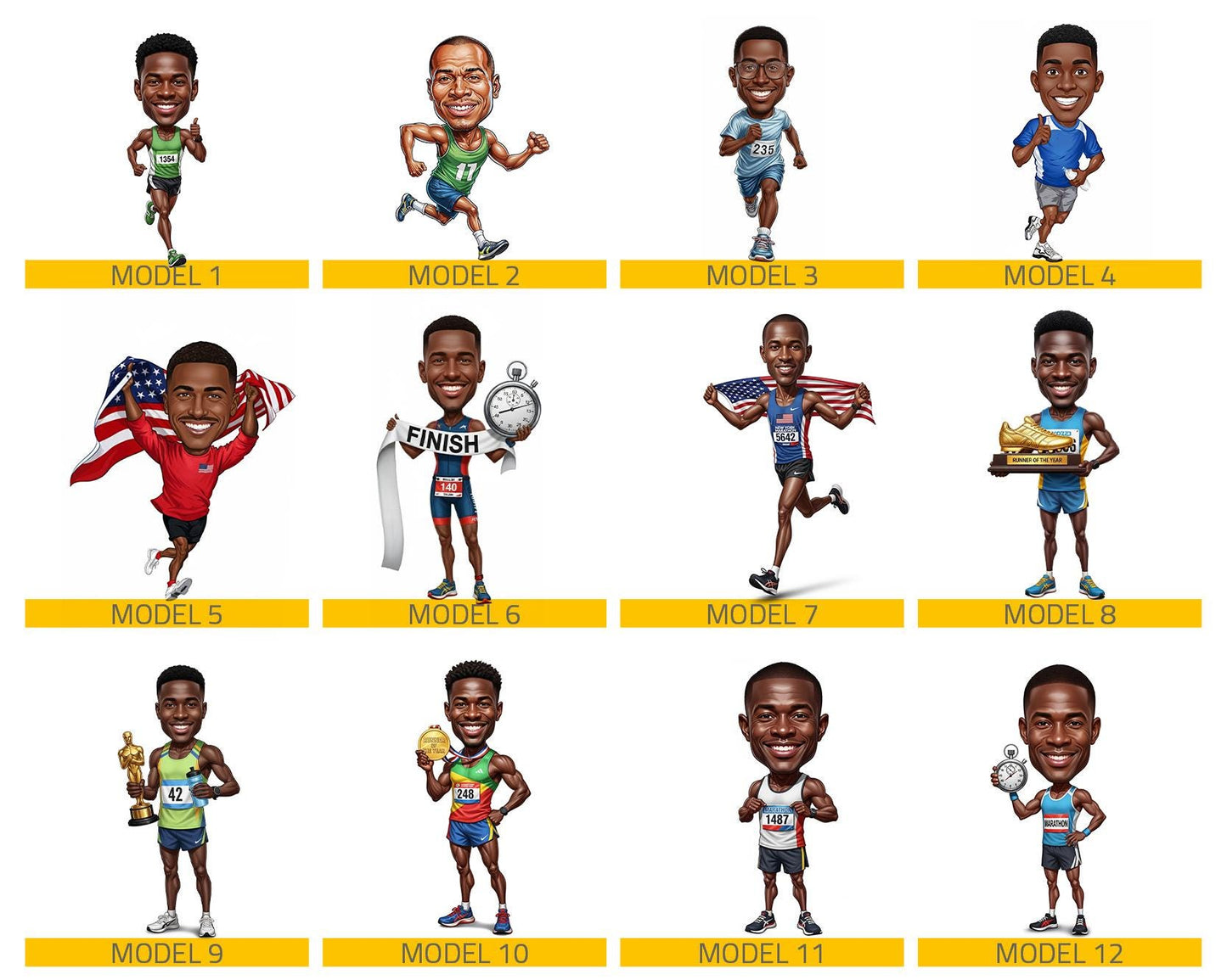 Custom Marathon Runner Figurine | Personalized Track & Field Champion Gift from Your Photo | Figurine, Magnet, Keychain, Car Charm