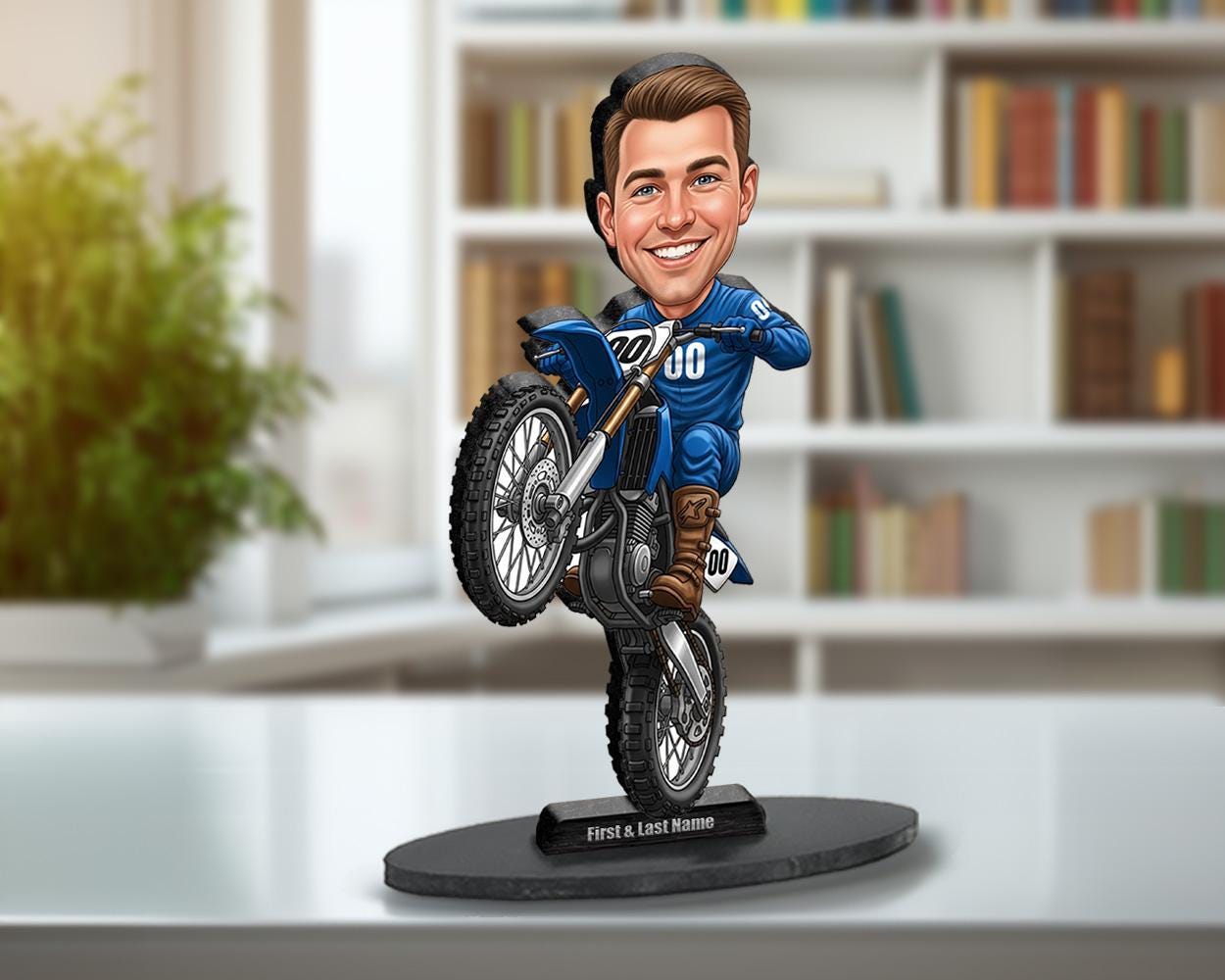 Custom Motocross Rider Figurine | Personalized Dirt Bike Racing Gift from Your Photo | Figurine, Magnet, Keychain & Car Charm
