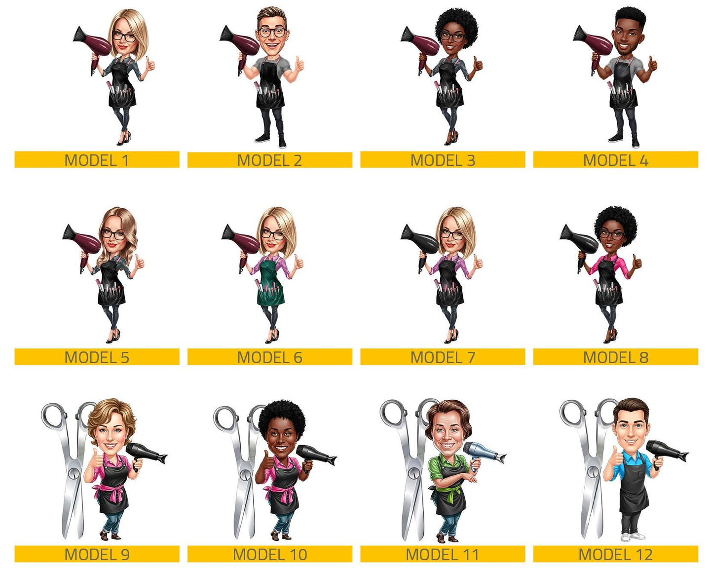 Personalized Hair Stylist Figurine | Custom Barber Gift from Your Photo | Unique Hairdresser Caricature Figurine, Magnet, Keychain, CarCharm