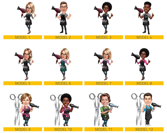 Personalized Hair Stylist Figurine | Custom Barber Gift from Your Photo | Unique Hairdresser Caricature Figurine, Magnet, Keychain, CarCharm