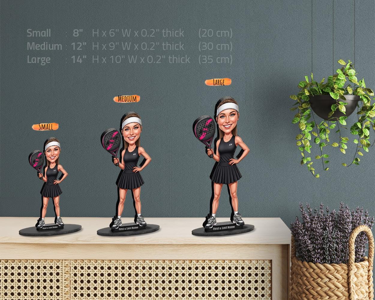 Custom Padel Tennis Player Figurine | Personalized Racket Sports Caricature from Your Photo | Padel Tournament Keepsake, Magnet, Keychain