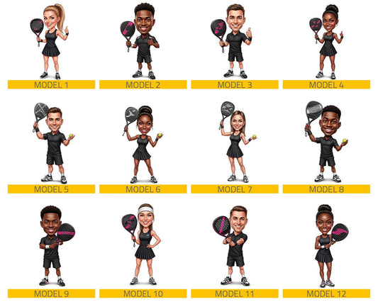 Custom Padel Tennis Player Figurine | Personalized Racket Sports Caricature from Your Photo | Padel Tournament Keepsake, Magnet, Keychain