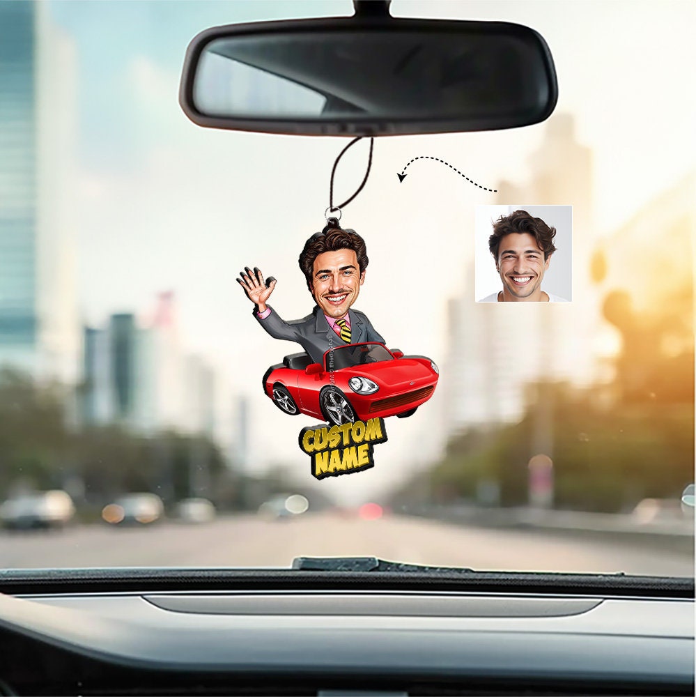 Bespoke Auto Sales Representative Tribute - Unique Wooden Car Salesman Figurine, Custom Keychains With Engraved Name, Car Mirror Rear View Hanging Decor, Framed Picture, Handcrafted Magnets