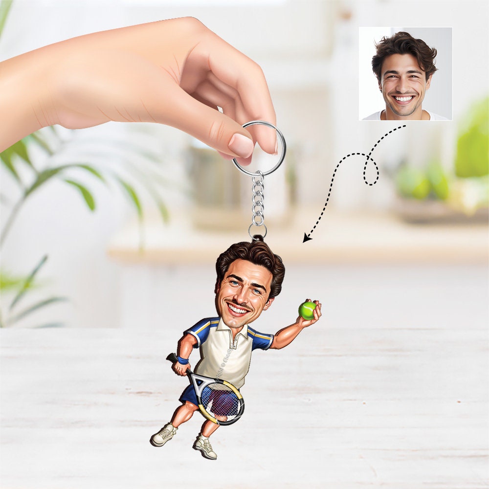 Personalized Tennis Player Gift – Custom Caricature Figurine from Your Photo