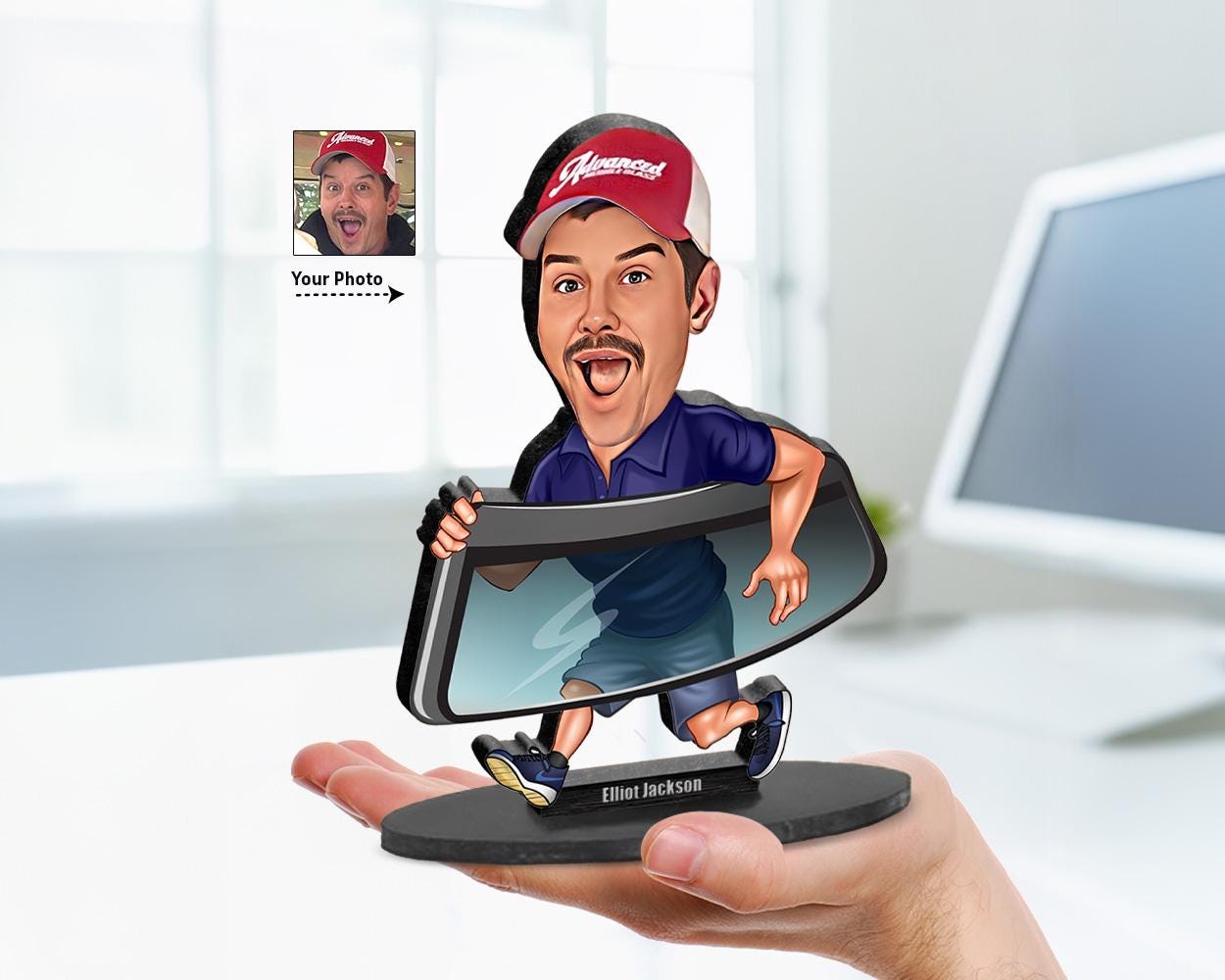 Personalized Glazier Figurine | Custom Auto Glass Installer Gift from Your Photo | Funny Window Fitter Caricature Figurine, Magnet, Keychain