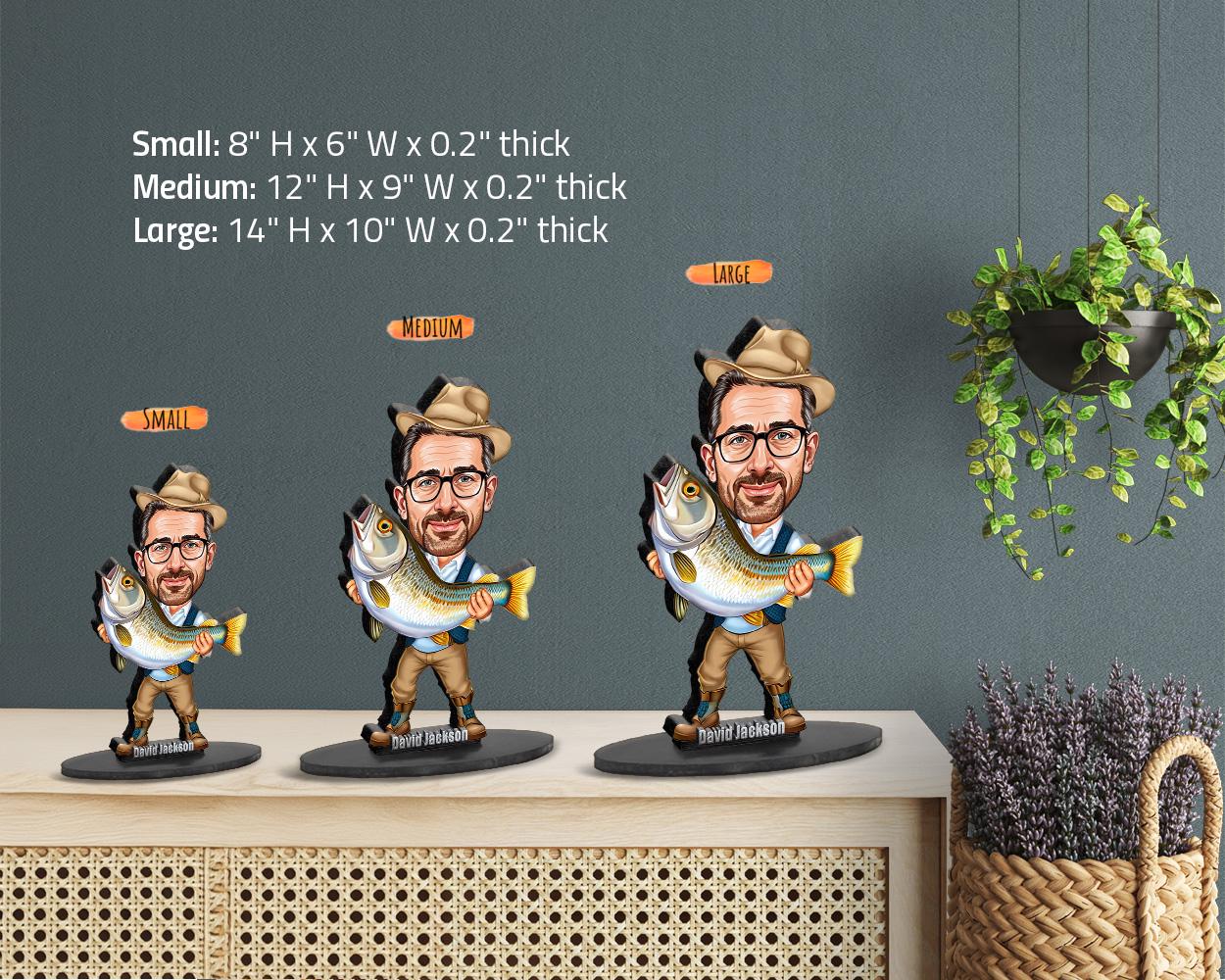 Fisherman Figurine | Custom Fishing Gift from Your Photo | Personalized Angler Figurine, Magnet, Keychain & Car Charm