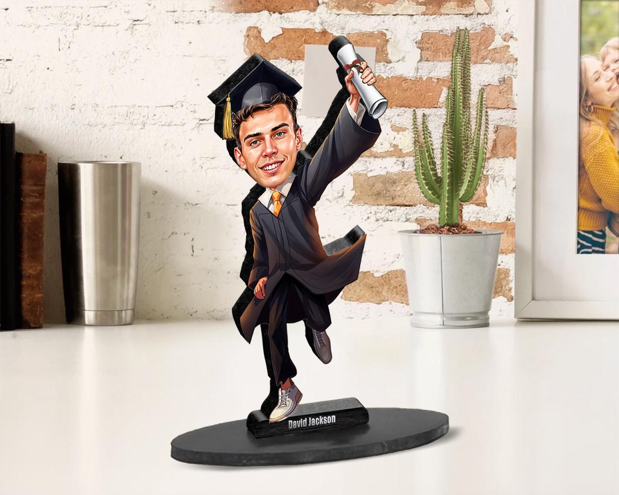 Personalized College Graduation Gift | Student Caricature Portrait From Your Photo | 3D Wooden Figurine Trinket | GRA250