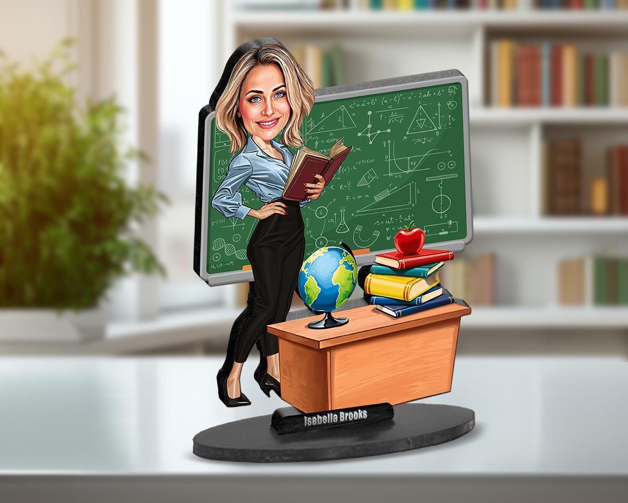 Custom Math and Science Teacher Gift – Funny Figurine, Magnet, Keychain & Car Charm – Personalized Classroom Portrait from Your Photo