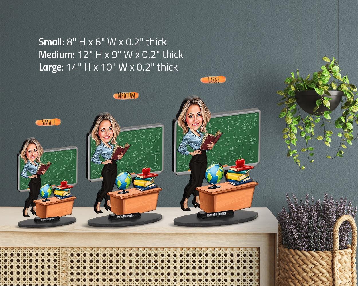 Custom Math and Science Teacher Gift – Funny Figurine, Magnet, Keychain & Car Charm – Personalized Classroom Portrait from Your Photo