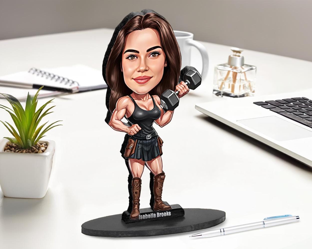 Custom Warrior Woman Figurine | Strong Female Fantasy Gift | Personalized Acrylic or Wooden Hero Statue