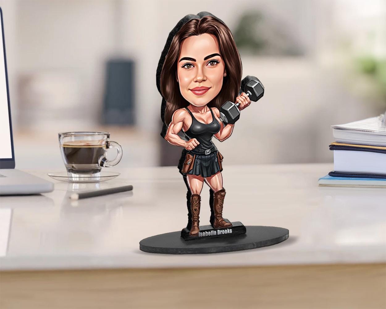 Custom Warrior Woman Figurine | Strong Female Fantasy Gift | Personalized Acrylic or Wooden Hero Statue