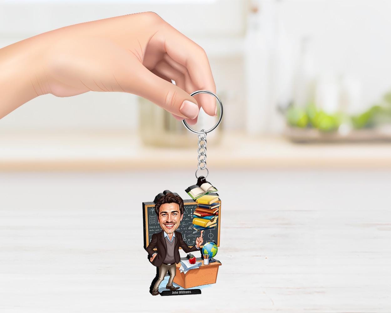 Math Teacher Gift | Science Educator Figurine – Personalized Funny Caricature from Photo – Magnet, Keychain & Car Charm