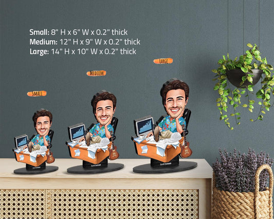 Custom Office Desk Figurine for Men – Funny Caricature Gift for Analyst, Engineer or Startup Worker – Personalized Portrait from Your Photo