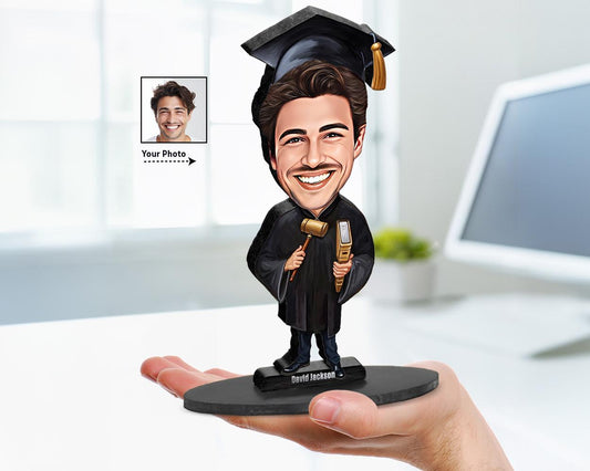 Personalized Law School Graduation Gift | Law School Graduate Caricature Portrait From Your Photo | 3D Wooden Figurine Trinket | LSG206