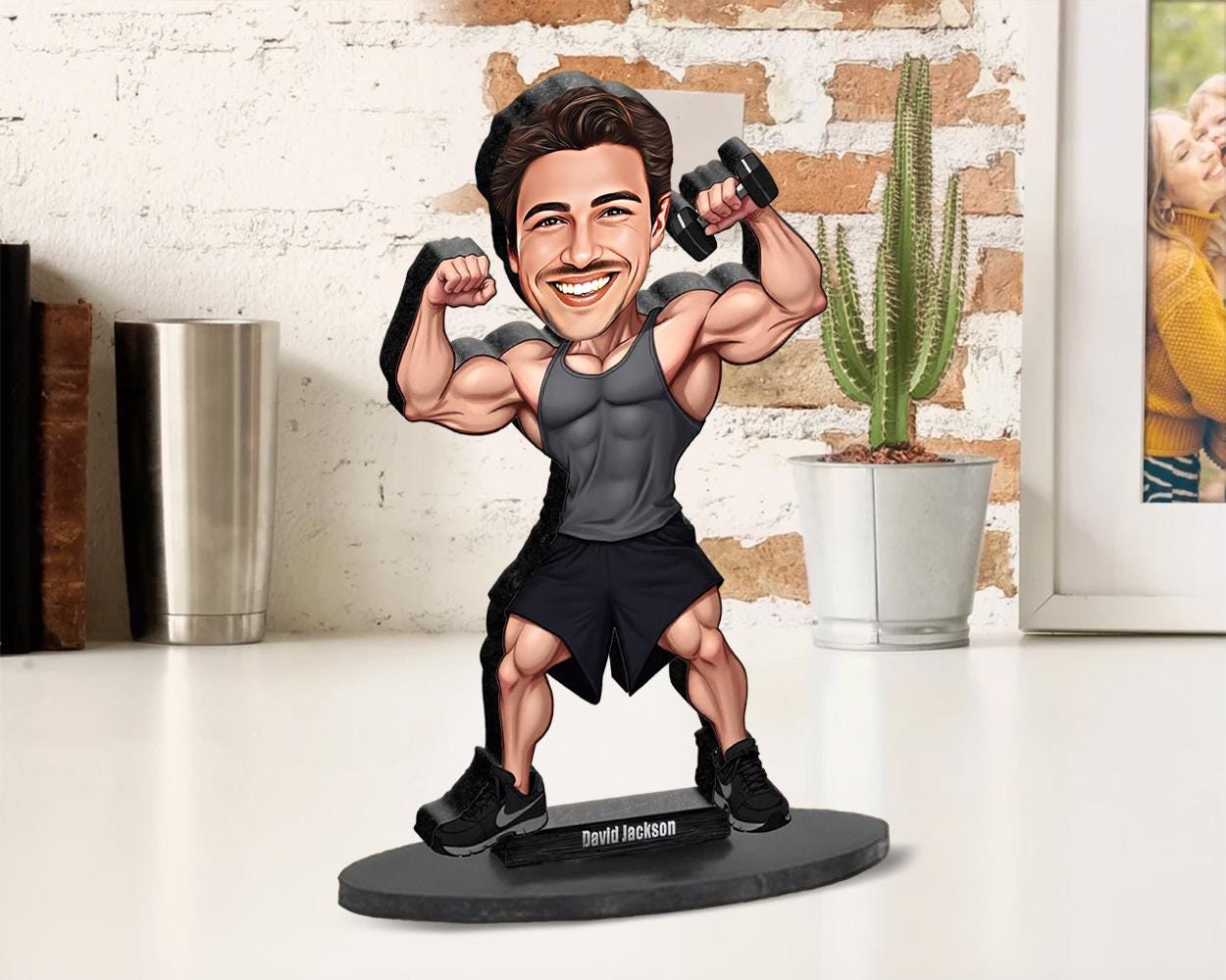 Custom Male Bodybuilder Figurine | Personalized Fitness Coach & Gym Gift from Your Photo | Figurine, Magnet, Keychain, Car Charm