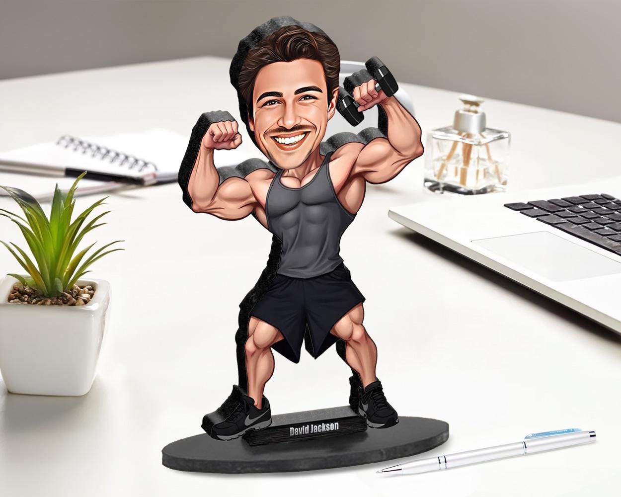 Custom Male Bodybuilder Figurine | Personalized Fitness Coach & Gym Gift from Your Photo | Figurine, Magnet, Keychain, Car Charm