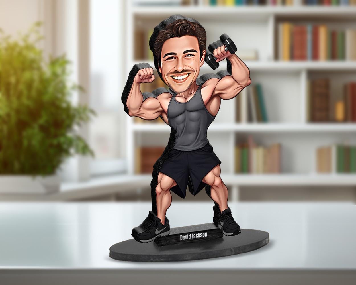 Custom Male Bodybuilder Figurine | Personalized Fitness Coach & Gym Gift from Your Photo | Figurine, Magnet, Keychain, Car Charm