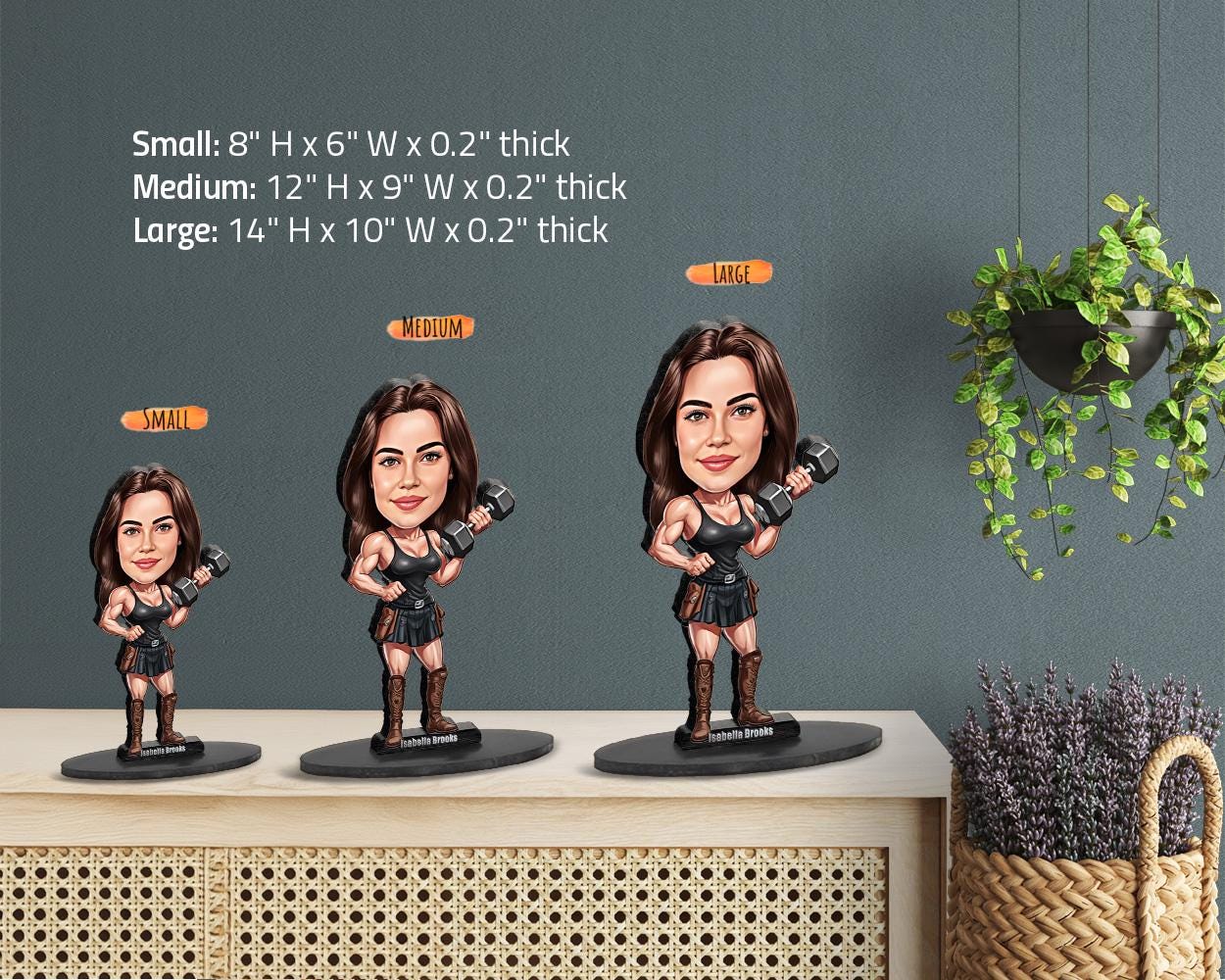 Custom Warrior Woman Figurine | Strong Female Fantasy Gift | Personalized Acrylic or Wooden Hero Statue