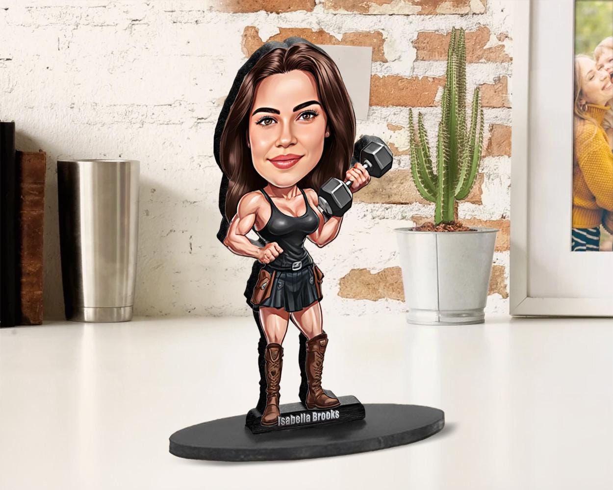 Custom Warrior Woman Figurine | Strong Female Fantasy Gift | Personalized Acrylic or Wooden Hero Statue