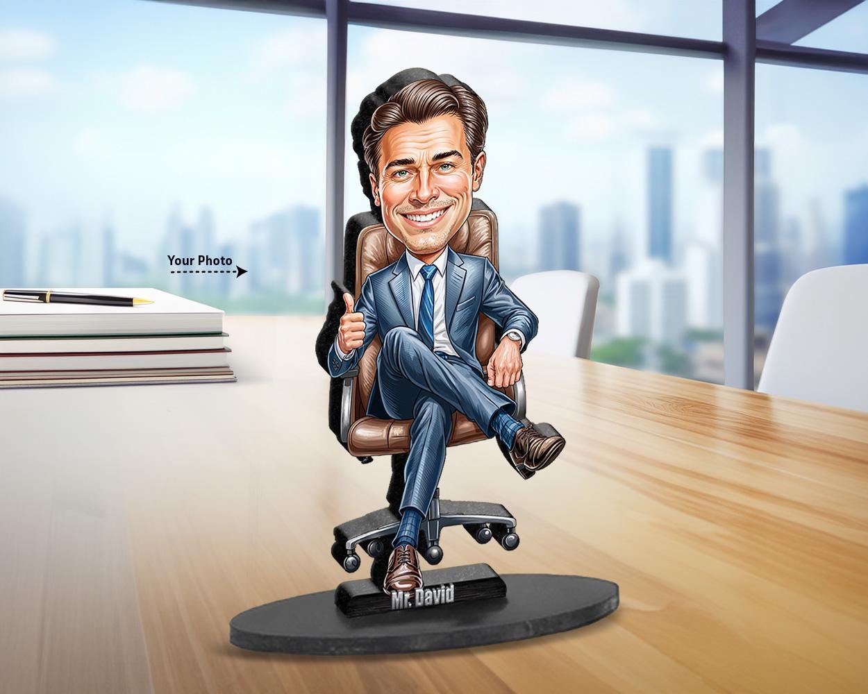 Lawyer Gift | Gifts for Attorneys | Caricature Portrait From Your Photo | Personalized Wooden Cartooned Figurine Trinket