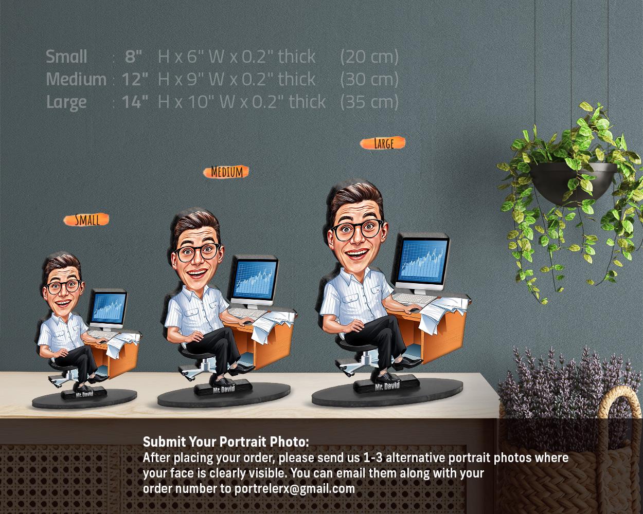 Data Analyst Gift | Office Desk Figurine – Personalized Funny Caricature from Photo – Custom Magnet, Keychain & Car Charm