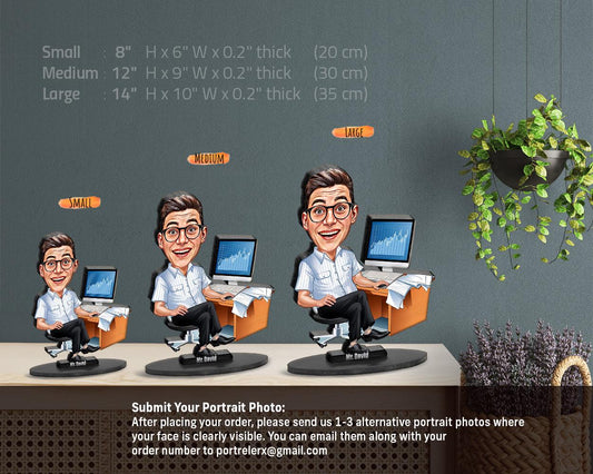 Data Analyst Gift | Office Desk Figurine – Personalized Funny Caricature from Photo – Custom Magnet, Keychain & Car Charm
