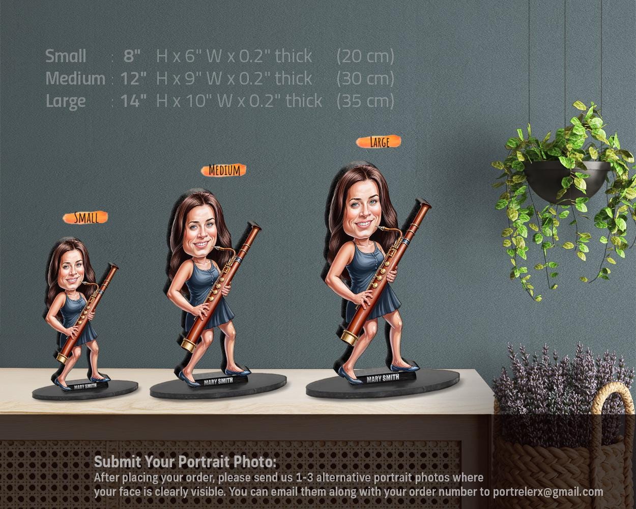 Personalized Bassoon Player Gift | Custom Fagott Figurine from Your Photo | Funny Musician Caricature – Magnet, Keychain, Car Charm