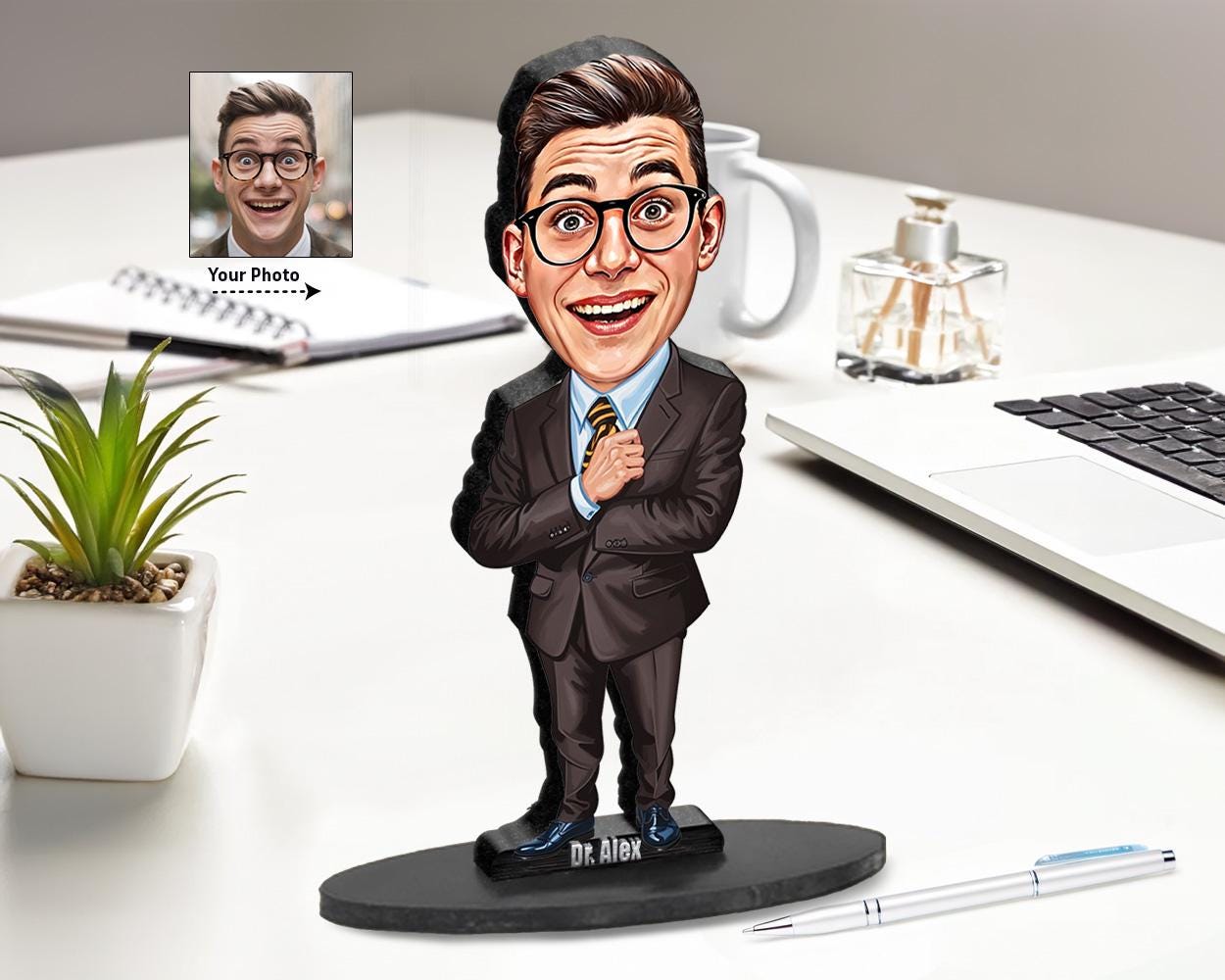 Businessman Figurine | Custom Corporate Gift from Your Photo | Personalized Figurine, Magnet, Keychain & Car Charm