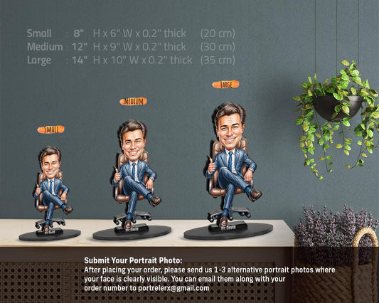 Lawyer Gift | Gifts for Attorneys | Caricature Portrait From Your Photo | Personalized Wooden Cartooned Figurine Trinket