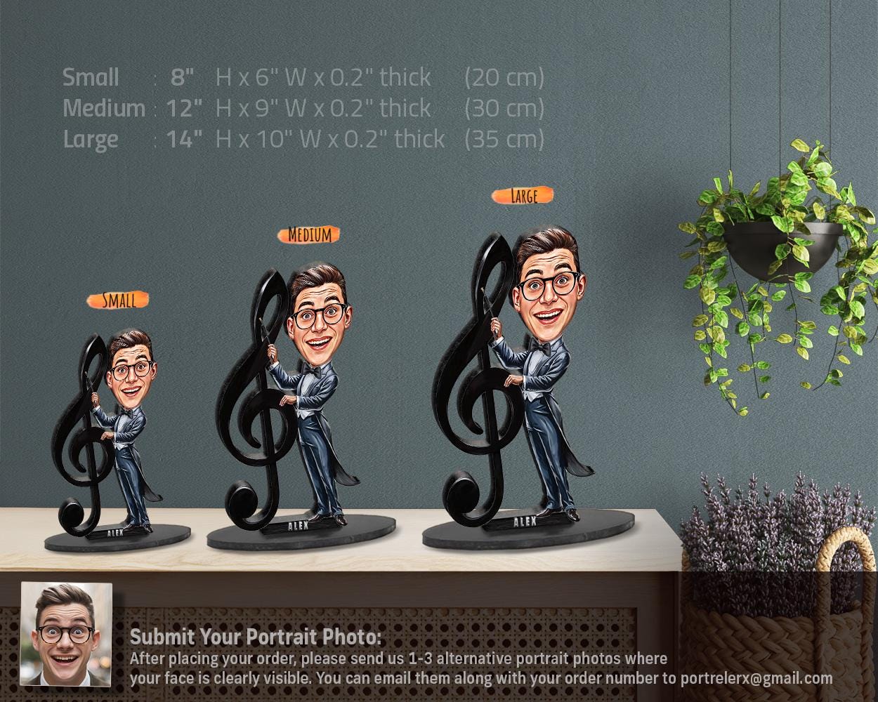 Personalized Band Director Gifts | Choir Teacher Caricature Portrait From Your Photo | Funny Gift Sets with Your Photo & Name | BA135