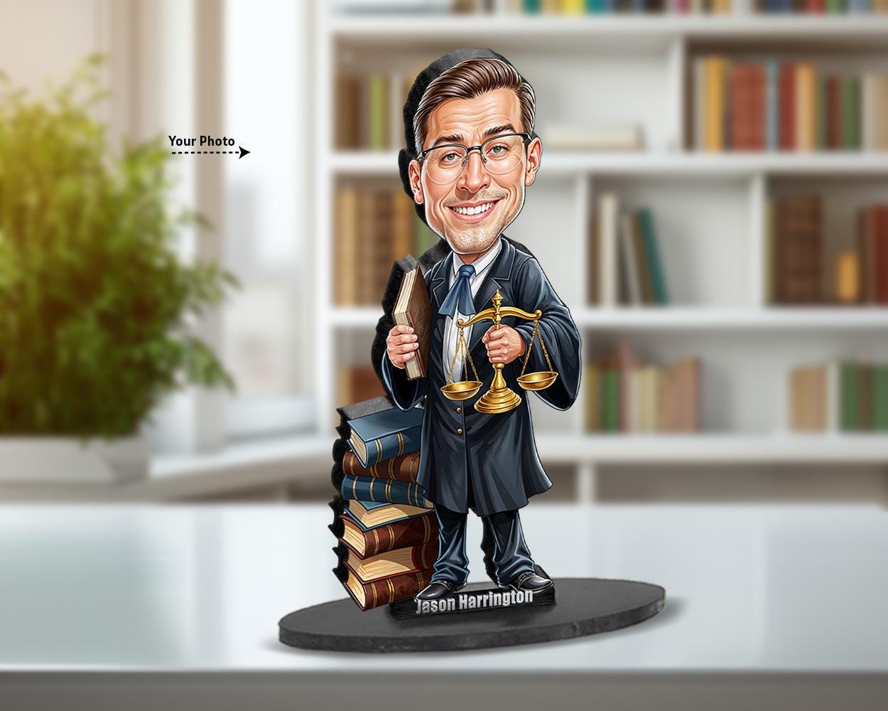 Personalized Lawyer gift for women | Attorney Caricature Portrait From Your Photo | 3D Wooden Figurine Trinket | LAW209