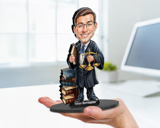 Personalized Lawyer gift for women | Attorney Caricature Portrait From Your Photo | 3D Wooden Figurine Trinket | LAW209