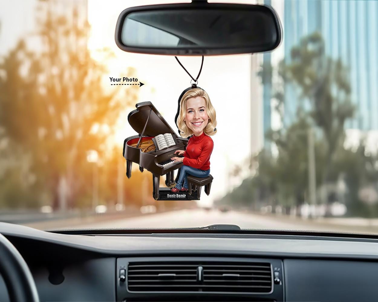 Personalized Pianist Gift | Piano Teacher Caricature Portrait From Your Photo | Funny Gift Sets with Your Photo & Name | PY0137