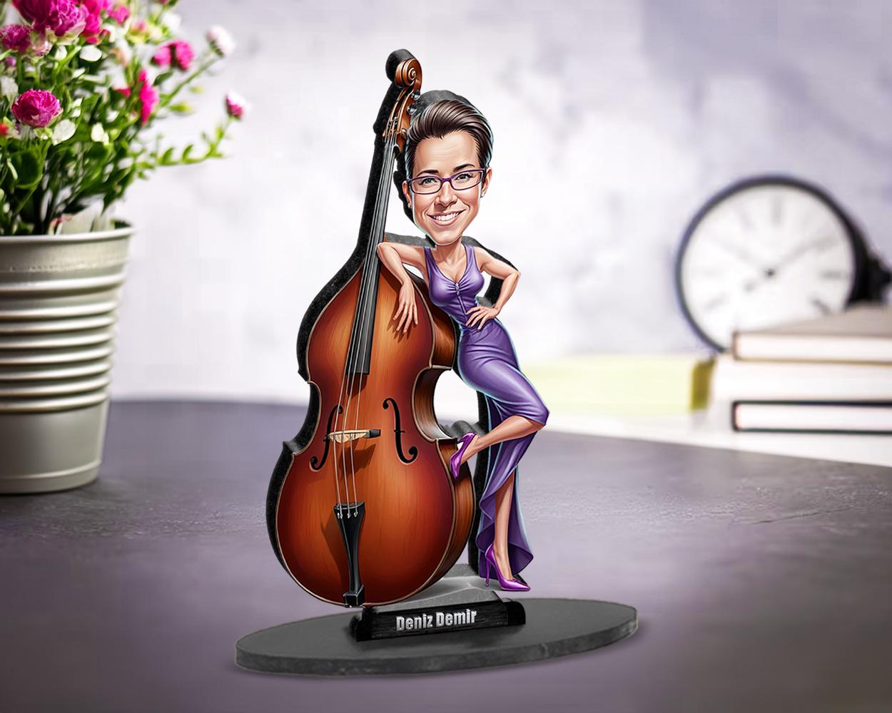 Upright Bass Figurine | Custom Double Bass Player Gift from Your Photo | Personalized Figurine, Magnet, Keychain & Car Charm