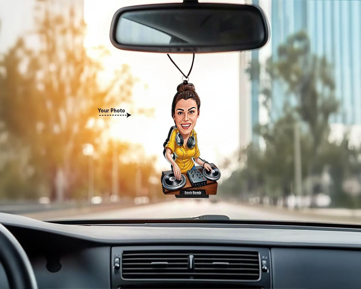 Personalized Female DJ Gift, Custom Caricature Figurine, Magnet, Keychain, Car Charm, DJ Booth Gift for Birthday, Graduation or Music Lovers
