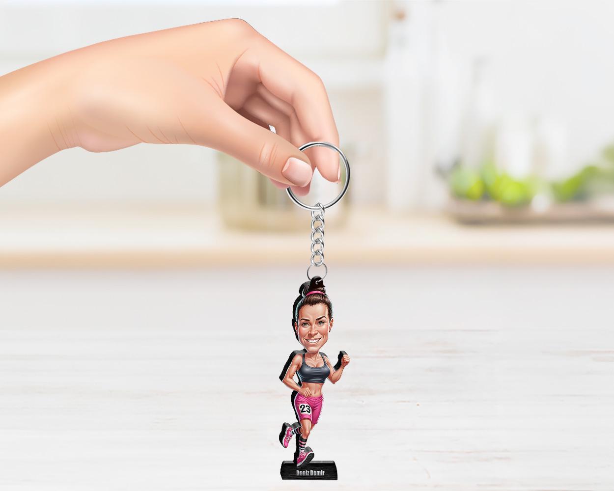 Custom Female Marathon Runner Figurine | Personalized Running Trophy Gift from Your Photo | Caricature Figurine, Magnet, Keychain & CarCharm
