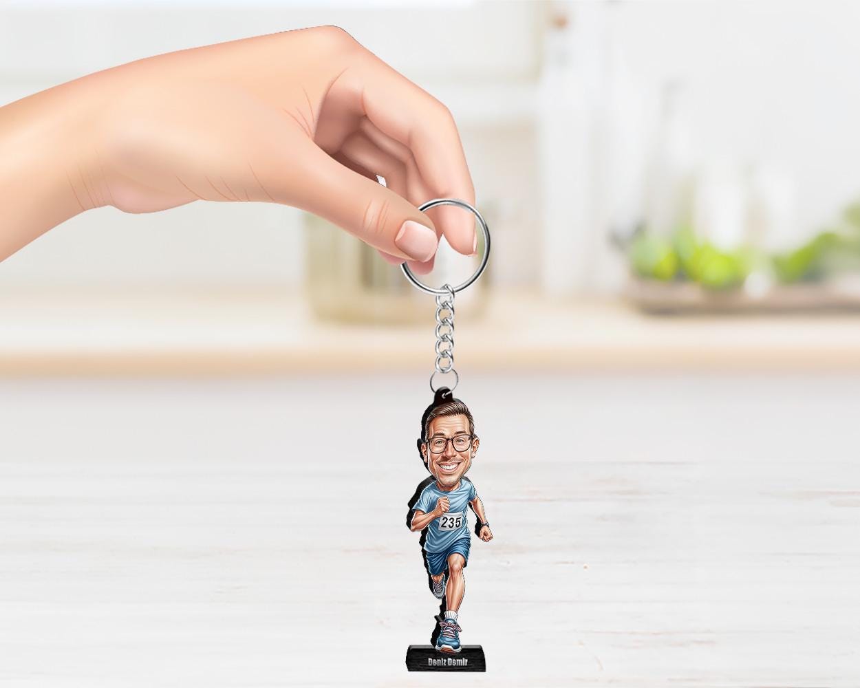 Personalized Male Marathon Runner Gift | Running Caricature Portrait From Your Photo | Funny Gift Sets with Your Photo & Name | R16141709