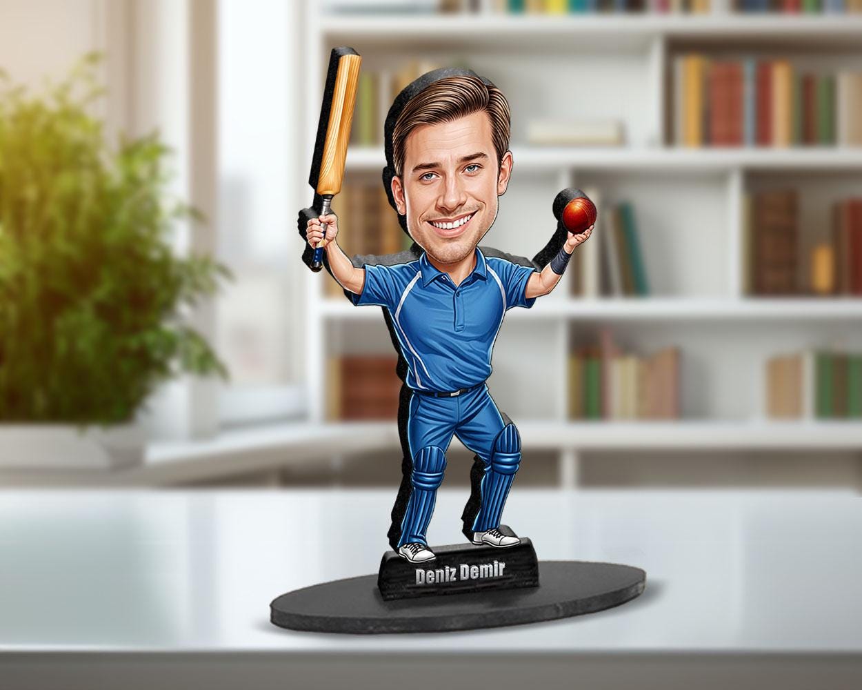 Personalized Cricket Player Gift for Men | Custom Cricket Coach Caricature Portrait from Your Photo | Funny Gift Sets with Name & Photo