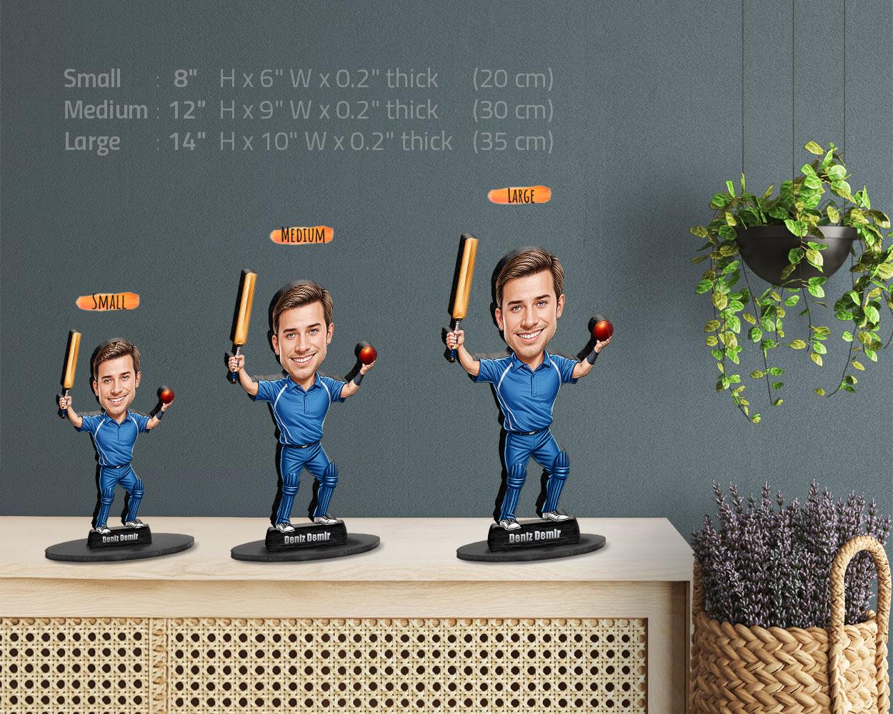 Personalized Cricket Player Gift for Men | Custom Cricket Coach Caricature Portrait from Your Photo | Funny Gift Sets with Name & Photo
